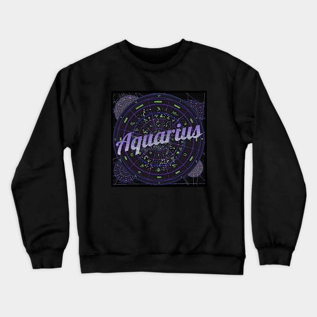 Aquarius Zodiac Astrology Crewneck Sweatshirt by Aurora X